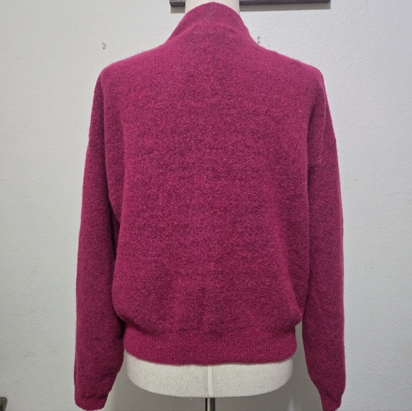 Lineamaglia Magenta Pink Mock Neck Sweater Balloon Sleeve Knit Pullover Large - Picture 5 of 11